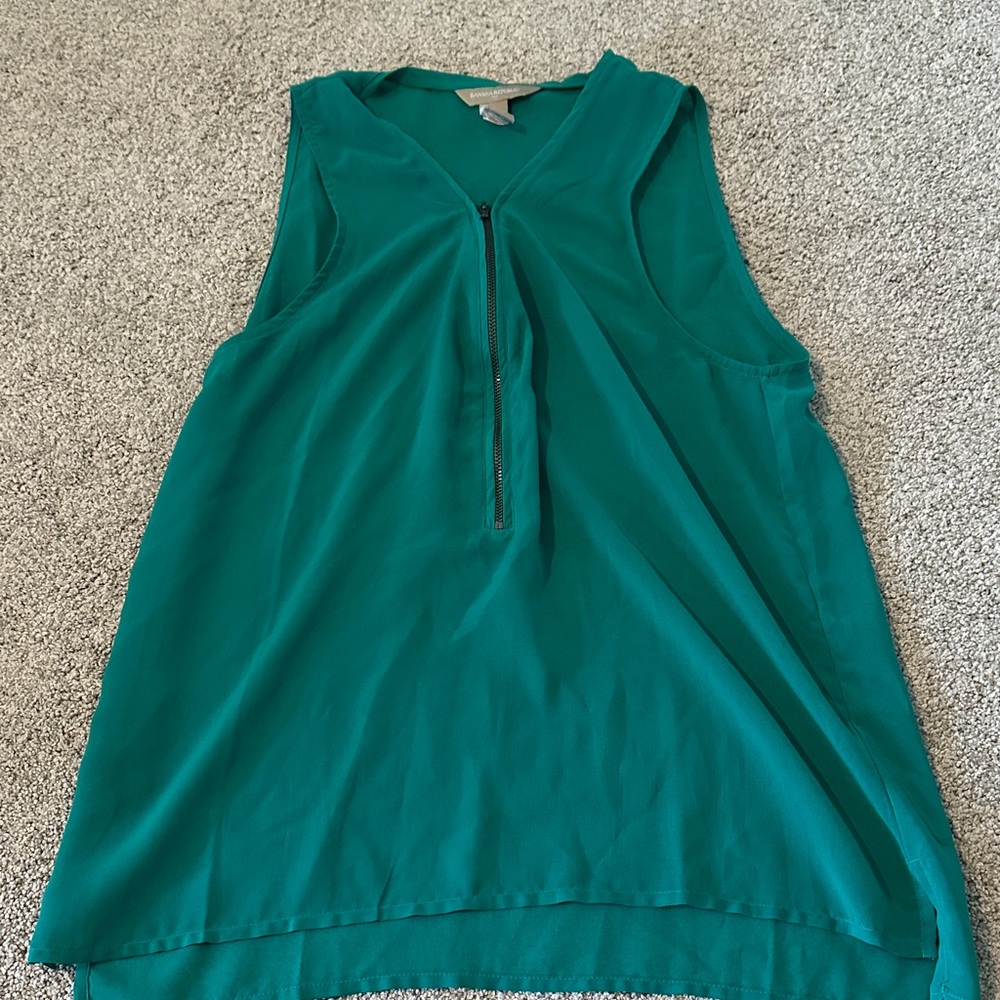 Banana Republic Turquoise Zip-Front Tank Top